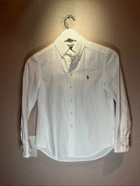 Ralph Lauren Boy’s Broadcloth White Button Down Shirt Size Small 8
